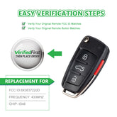 Lots of 5 Extra-Partss Remote Car Key Fob Replacement for Audi 8X0837220D fits 2011 2012 2013 2014 A1 Q3